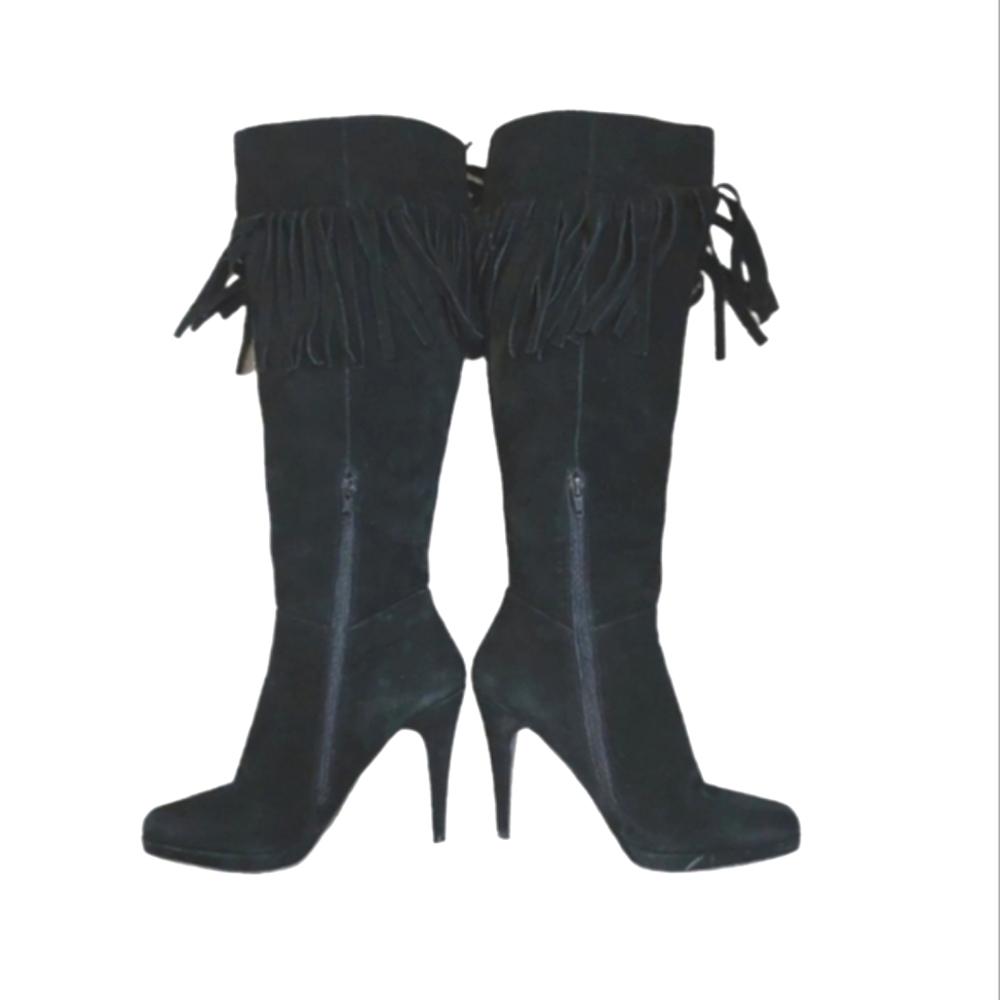 Nine West Suede Knee High Fringe Boots Size 9 - Picture 5 of 13